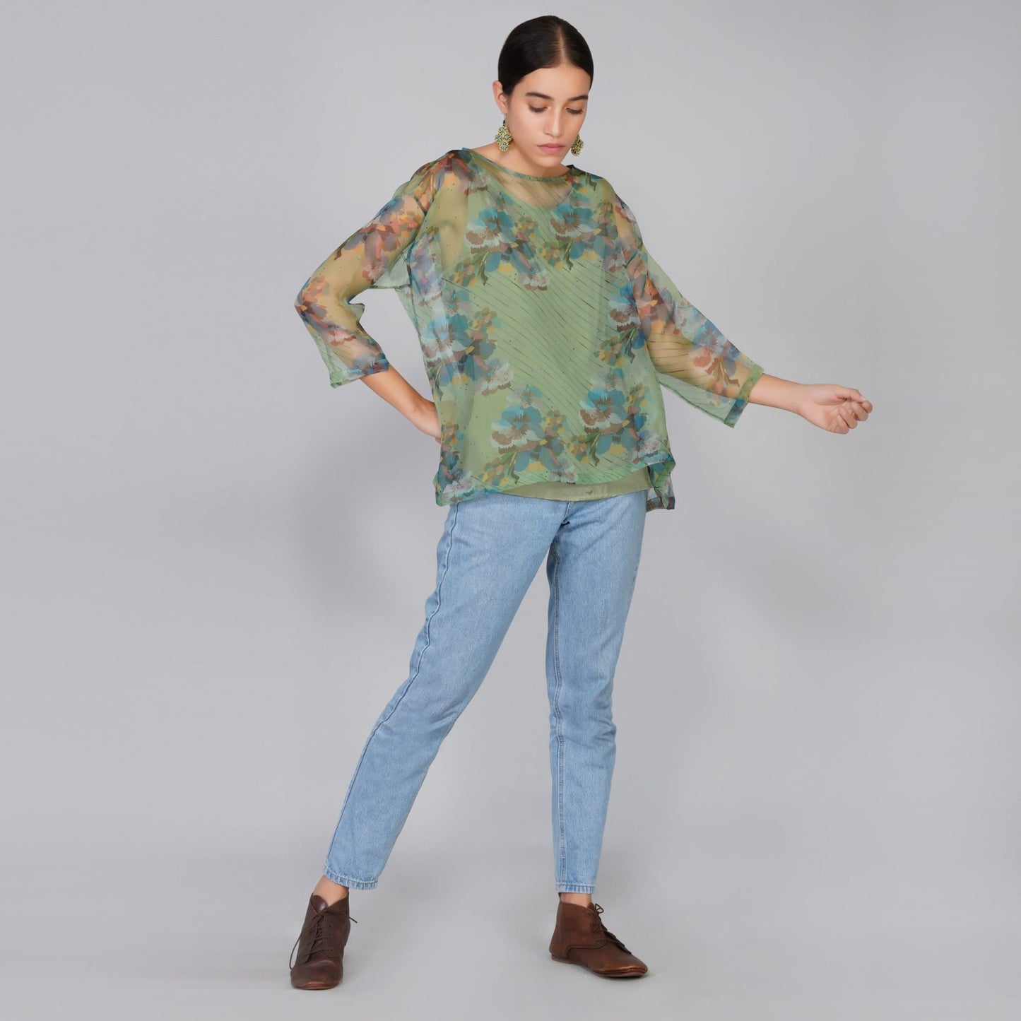 Olive Bloom Top