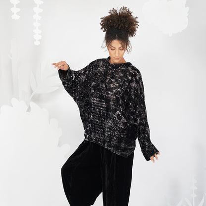 Salt and Pepper Velvet Top