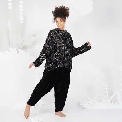 Salt and Pepper Velvet Top