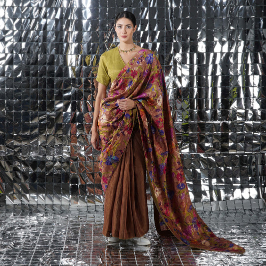 RASPBERRY HALF N HALF SAREE